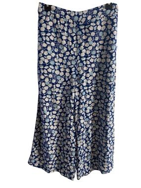 Madewell Wide Leg Floral Pants Blue Daisy Print Cropped Medium